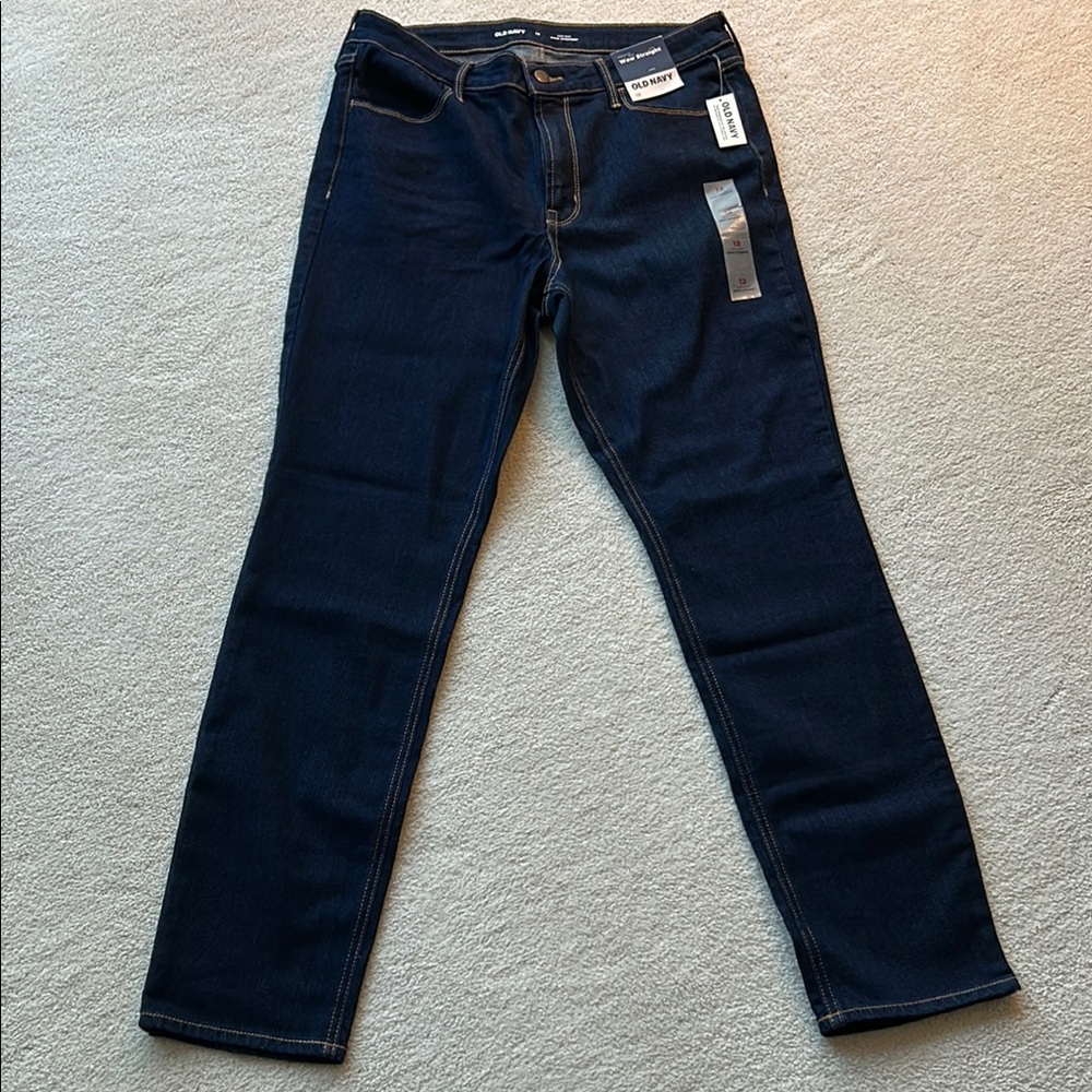 Old Navy High-Rise Straight Dark Blue Jeans-Size 12